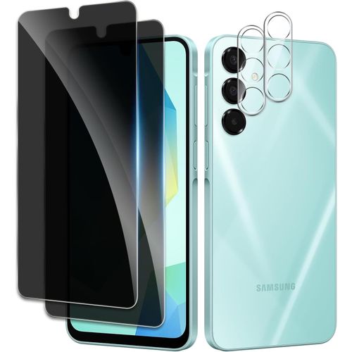 2 Pieces Anti-Spy Tempered Glass For Samsung Galaxy A16 With 2 Pieces Rear Camera Protector, Privacy Screen Protector, 9h Hardness Screen Protector Glass, Anti-Scratch