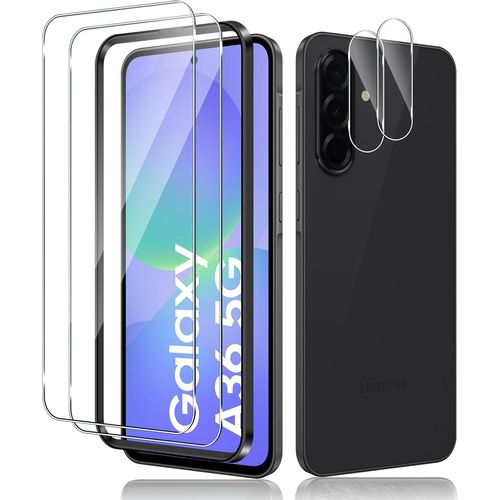 2 Pièces Verre Trempé Pour Samsung Galaxy A36 5g Et 2 Pièces Caméra Arrière Protecteur, 0.33mm Film Protection Écran, 9h Dureté, Anti Rayures, Hd Vitre Protection