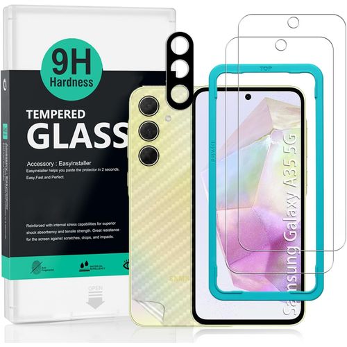 Pour Samsung Galaxy A35 5g Verre Trempé 6.6"",2 Pièces 9h Dureté Protection Écran,Avec 1 Pièce Protection Caméra,1 Pièce Film Arrière,Facile À Installer