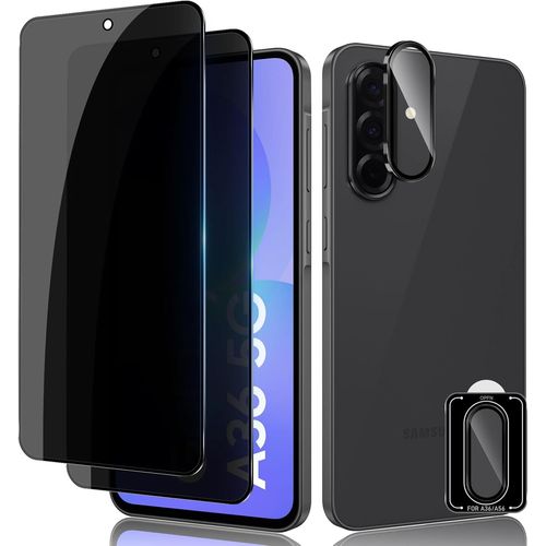 Anti-Spy Tempered Glass For Samsung Galaxy A36 5g, 2 + 1 Piece Anti-Spy Screen Protector + Camera Lens Film, 9h Hardness Bubble-Free Anti-Scratch Privacy Screen Protectors