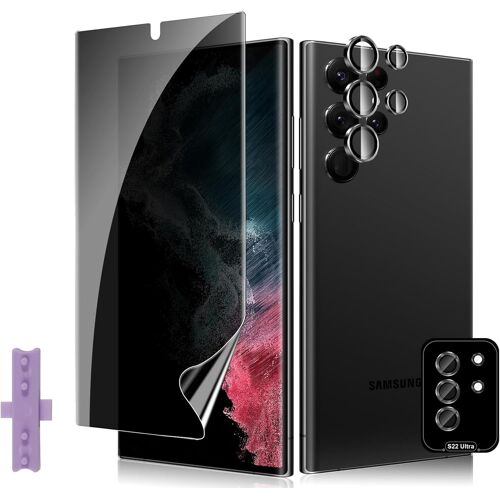 CAUC-pour Samsung Galaxy S22 Ultra Anti-Espion Protection écran, 1+1 Pièces TPU Anti-Spy Protecteurs d'écran + Caméra Lentille Protecteur Film, HD Anti-Empreintes Sans Bulles Privacy TPU-Film
