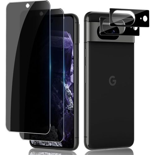 Pour Google Pixel 8 Anti-Espion Verre Trempé,2+2 Pièces Anti-Spy Protection Écran + Caméra Lentille Protecteur Film (Noir),9h Anti-Rayures Sans Bulles Privacy Protecteurs D'écran