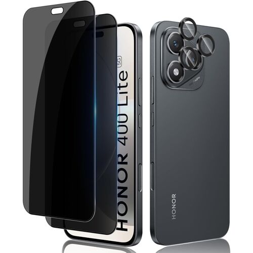 JGD-Anti-Espion Verre Trempé pour Honor 400 Lite 5G, 2+1 Pièces Anti-Spy Protection écran + Caméra Lentille Protecteur Film, 9H Dureté Sans Bulles Anti-Rayures Privacy Protecteurs d'écran