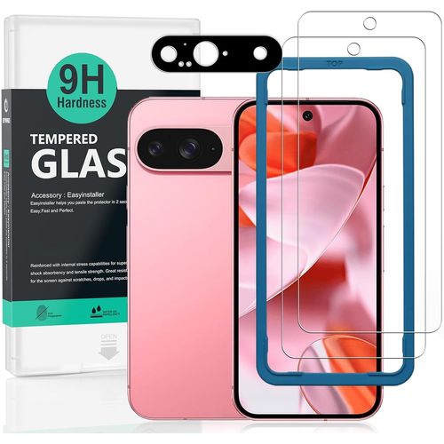 Cauc-2 Pièces Verre Trempé Pour Google Pixel 9 5g 6,24"",9h Dureté Protection Écran,Avec 1 Pièce Protection Caméra,Facile À Installer