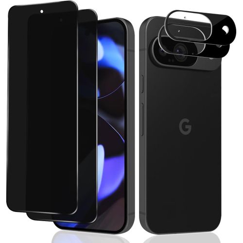 Sjzg-Anti-Espion Verre Trempé Pour Google Pixel 9, [2+2 Pièces] Privacy Film Protection D'écran Et Caméra Arrière Protecteur, Dureté 9h Anti Rayure Sans Bulles, Facile À Installer
