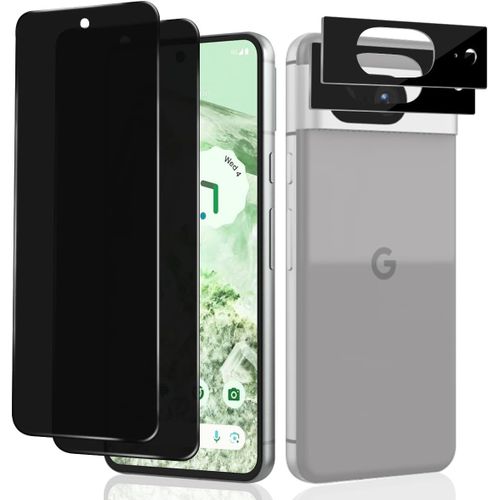 Kal-Anti-Espion Verre Trempé Pour Google Pixel 8, [2+2 Pièces] Privacy Film Protection D'écran Et Caméra Arrière Protecteur, Dureté 9h Anti Rayure Sans Bulles, Facile À Installer