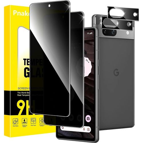 Verre Trempé Anti Espion Pour Google Pixel 7a Protection Ecran Avec Protecteur Objectif Camera,Vitre Trempe Privacy Film Avec Angle De Confidentialité 28 Degrés,2+2 Pièces