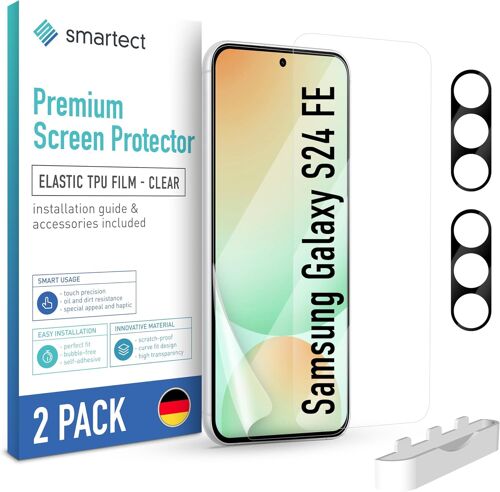 Tpu Screen Protector [2 + 2 Pieces] For Samsung Galaxy S24 Fe Screen + Camera, Full Screen, Bubble-Free Installation, Anti-Fingerprint Protection