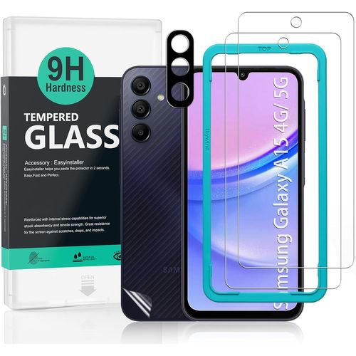 2 Pièces Verre Trempé Pour Samsung Galaxy A15 4g/5g 6.5""(Pas Pour Samsung Galaxy A14 4g/5g),9h Dureté Protection Écran,Avec 1 Pièce Protection Caméra,1 Pièce Film Arrière