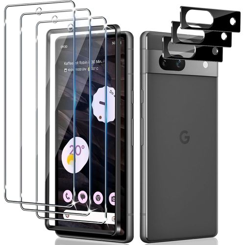 Verre Trempé Pour Google Pixel 7a, 3 Pièces Film Protection Écran Avec 3 Pièces Caméra Arrière Protecteur, Anti-Rayures, Dureté 9h Glass, Hd Transparent