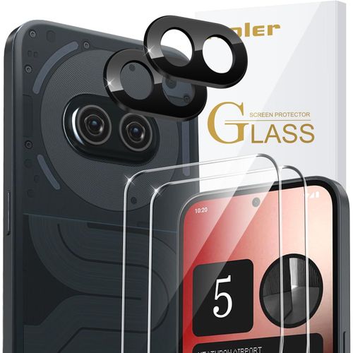 Pack De 2 Film De Protection D¿Écran En Verre Trempé Pour Nothing Phone 2a / 2a+ / 2a Plus, Avec 2 Pièces Caméra Arrière Protecteur, Dureté 9h Glass, Anti Rayures, Sans Bulles