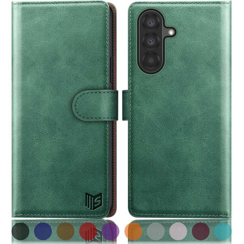 Kal-Etui Coque Pour Samsung Galaxy A36 Pouces [Magnétique Protection] [Rfid Blocage] Fentes Pour Cartes Protection Etui Housse Premium En Cuir Pu Pour Samsung A36 Portefeuille Vert Clair