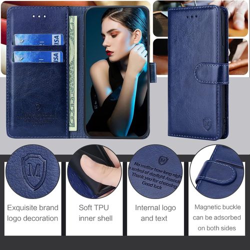 Coque Pour Xiaomi Poco M4 Pro 4g, Étuis À Rabat Xiaomi Poco M4 Pro 4g,Premium Pu Etui Housse En Cuir Portefeuille De Protection Magnétique Pour Xiaomi Poco M4 Pro 4g,Bleu
