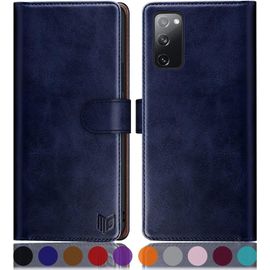 Sjzg-Coque Pour Samsung Galaxy S20 Fe [Rfid Blocage] [Magnétique Protection] Fentes Pour Cartes Etui Portefeuille Premium En Cuir Pu Pour Samsung S20 Fe Bleu