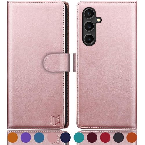 Etui Coque Pour Samsung Galaxy S24 Fe [Rfid Blocage] [Magnétique Protection] Fentes Pour Cartes Protection Etui Housse Premium En Cuir Pu Pour Samsung S24 Fe Portefeuille Or Rose
