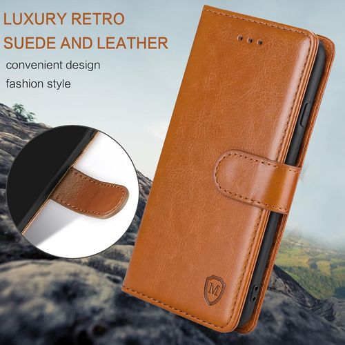 Étui À Rabat Pour Samsung Galaxy M11/A11 - Premium Pu Cuir Portefeuille De Protection Magnétique, Brun