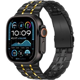 Tianyi-Bracelet Compatible Avec Apple Watch Ultra 2 Ultra 49mm, Homme Femmes Bracelet Remplacement En Acier Inoxydable Métal Bande Compatible Pour Apple Watch Ultra, Noir-Or