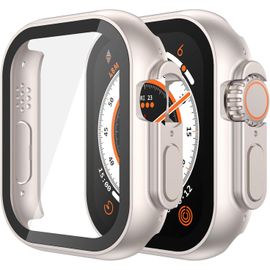 Kalanka-2 Pièces Pc Protection Ecran En Verre Trempé Compatible Avec Apple Watch Ultra 2 / Ultra 49mm, Coque Anti-Chute Résistant Aux Rayures Léger Pour Iwatch, 2 Lumière Étoiles