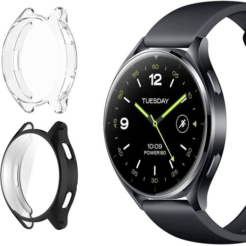 Kalanka-[2 Pièces] Coque Avec Protecteur D'écran Compatible Avec Xiaomi Watch 2, [Tpu Flexible Coque] [Anti-Antichoc] Shell Pour Xiaomi Watch 2 - Noir & Transparent
