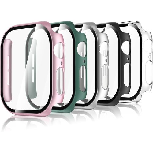 Lot De 5 Protections Écran Avec Verre Trempé Et Coque Intégrale Pour Apple Watch Series 10 46 Mm - Anti-Rayures, Protection Complète Compatible Iwatch 10 (46 Mm)