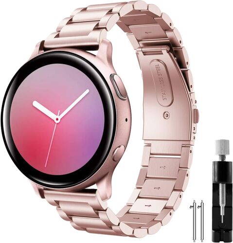 Bracelet Galaxy Watch Active/Active 2 40mm 44mm, Bracelets Galaxy Watch 4/4 Classic 20mm Acier Inoxydable Métal Bande Pour Galaxy Watch 6/Watch 5/Watch 3 41mm/Watch 42mm/Gear Sport/S2 Classic
