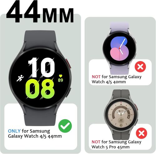 2 Pièces Coque Compatible Avec Samsung Galaxy Watch 5/Galaxy Watch 4 44mm Protection Écran, Ultra Mince Pc Housse De Protection Anti Rayures Pour Galaxy Watch 5/4 44mm (Noir+Transparent)
