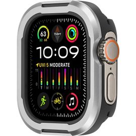 Kalanka-Robuste Coque Compatible Avec Apple Watch Ultra 2/Ultra 49mm, Métal Cover And Tpu Antichoc Doublure Anti-Rayures Housse Coque Pour Iwatch, Argent