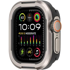 Kalanka-Robuste Coque Compatible Avec Apple Watch Ultra 2/Ultra 49mm, Métal Cover And Tpu Antichoc Doublure Anti-Rayures Housse Coque Pour Iwatch, Titane