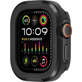 Kalanka-Robuste Coque Compatible Avec Apple Watch Ultra 2/Ultra 49mm, Métal Cover And Tpu Antichoc Doublure Anti-Rayures Housse Coque Pour Iwatch, Noir