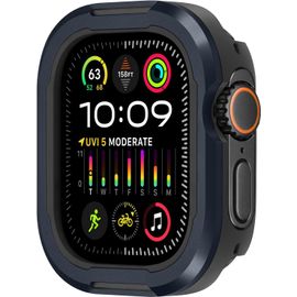 Kalanka-Robuste Coque Compatible Avec Apple Watch Ultra 2/Ultra 49mm, Métal Cover And Tpu Antichoc Doublure Anti-Rayures Housse Coque Pour Iwatch, Bleu