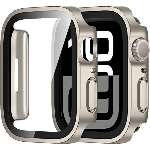 2 Pièces Coque Compatible Avec Apple Watch 42mm Série 10 Avec Protection Écran, Ultra Mince Étui Dur De Anti-Rayures Verre Trempé Écran Coque Pour Iwatch 42mm (Starlight)