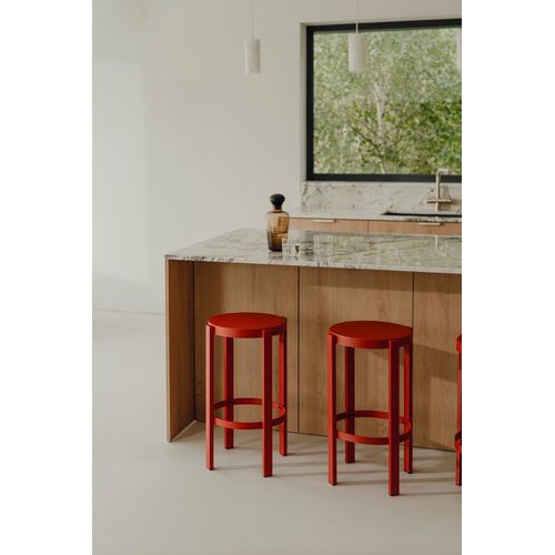 Tabouret De Bar En Acier Robuste, Rouge, 65 Cm