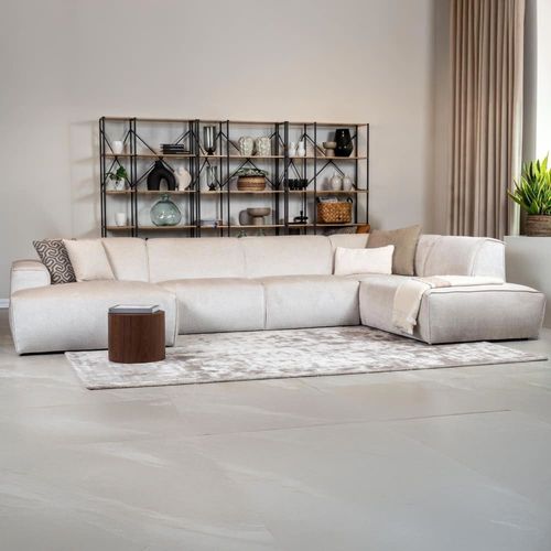 Canapé Panoramique 8 Places En Tissu Beige
