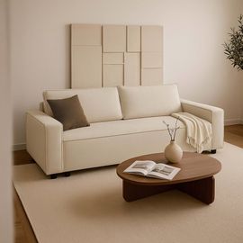 Canapé Convertible En Tissu 3 Places Beige