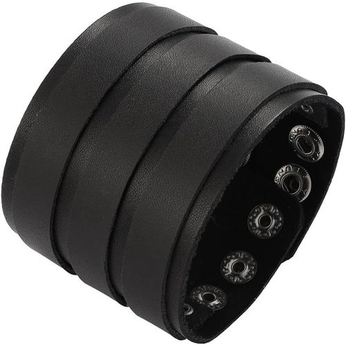 Cauc-2pcs Bracelets En Cuir Pu Hip-Hop Punk Rock Manchette No Spike Bracelet Gothique Couple Noir Pour Hommes