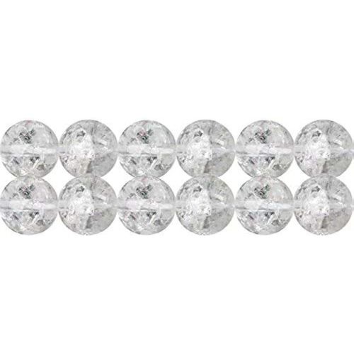 KALANKA-Perles Rondes Cristal de Quartz Craquelé 6mm Naturelles Pierres Gemmes pour Bijoux Longueur 38cm environ 60 pcs