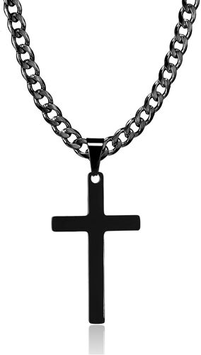 Tianyi-Cuba Figaro Cross Men's Chain Acier Inoxydable Argent Or Chaîne Noire Homme Collier Pour Hommes De 20/24 / 28 Pouces Bijoux Pour Femmes