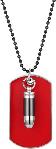 Kal-Collier Militaire Pour Homme, Collier Pendentif Plaque Dog Tag Armée Balle Cartouche Chaîne Punk Rétro Couleur Noir Rouge Blanc Fantaisie Bijoux Cadeaux Anniversaires Noël