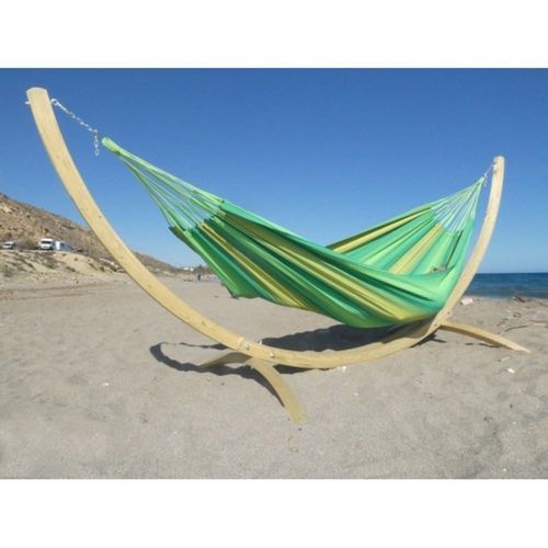 Hamac Xl En Coton Vert Et Pied En Bois D'épicéa