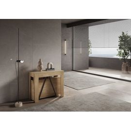 Console Extensible Effet Bois Chêne Nature 90x42/302 Cm