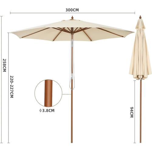 Parasol De Jardin Extérieur Beige Sans Pied
