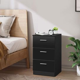 Table De Chevet Bois Massif Noir 38 X 66 X 35cm