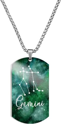 Kal-Collier Homme Acier Inoxydable Multicolore, Pendentif Douze Signes Du Zodiaque, Cadeau Pour Un Ami
