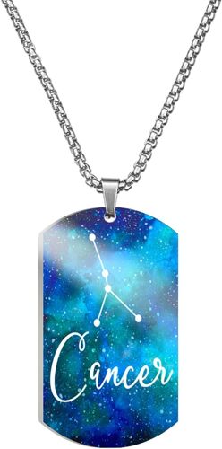 Kal-Collier Homme Acier Inoxydable Multicolore, Pendentif Douze Signes Du Zodiaque, Cadeau Pour Un Ami