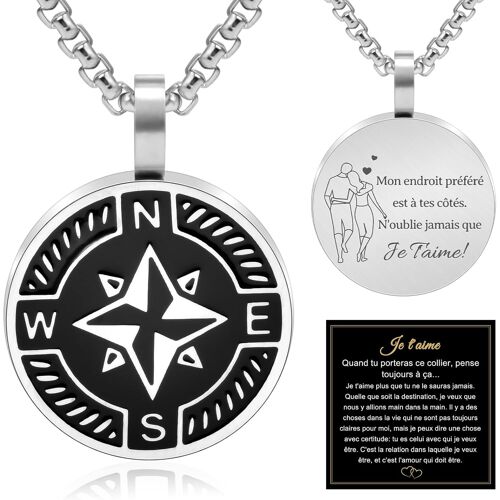 Kal-Cadeau Saint Valentin Homme, Collier Homme En Acier Inoxydable 316l Avec Gravure Je T'aime Cadeau Amour Copain Petit Ami Mari Couple Anniversaire/Mariage/Noël
