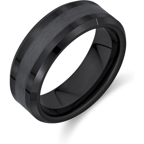 Kal-Personnalisez Votre Baguede Mariage Unisexe En Titane Gunmétal Black Argent Tone Pour Hommes Femmes Comfort Fit 8mm Taille 6-14