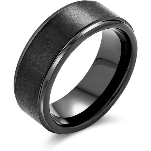 Kal-Personnalisez Votre Baguede Mariage Unisexe En Titane Gunmétal Black Argent Tone Pour Hommes Femmes Comfort Fit 8mm Taille 6-14