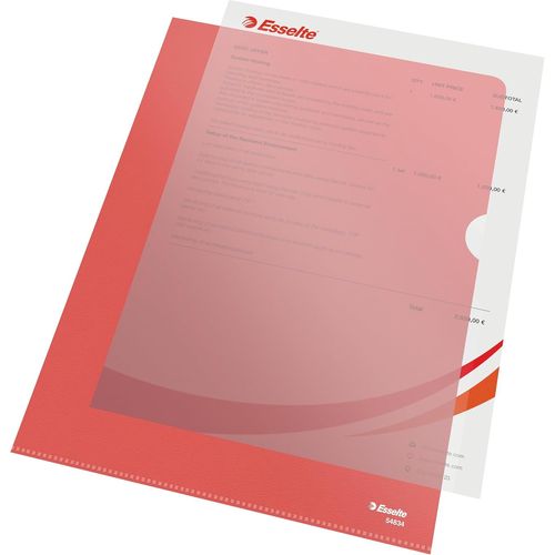 Eryi-, Chemise-Coin Premium A4, Matière Grainée Mate Transparente Rouge, Polypropylène 115 Microns, Lot De 100, 54834