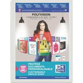 Cheng-Oxford Porte Vue Polyvision A4 200 Vues / 80 Pochettes Couverture Polypro Opaque Couleur Aléatoire