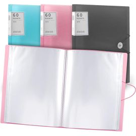 Cheng-Porte-Vues A4, 60 Poches, Pochettes En Plastique Et Corde De Sécurité, Dossiers De Présentation, Dossiers De Projet, Pour L'école Et Le Bureau (Rose)